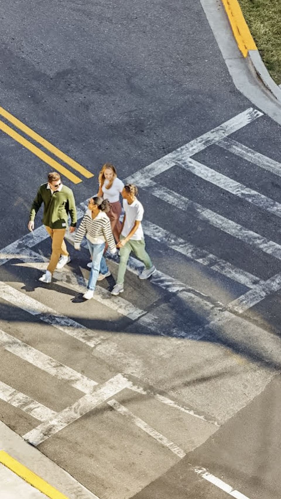 students crossing a street