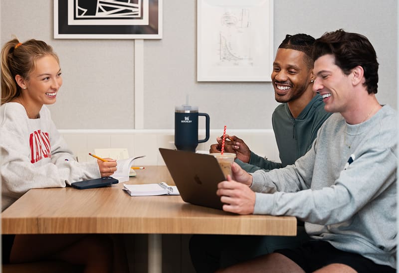a group of friends studying