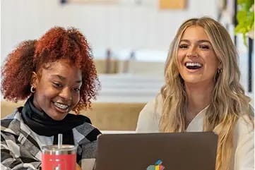 young women studying